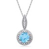 Thumbnail Image 0 of 6.5mm Blue Topaz and Diamond Accent Frame Pendant in Sterling Silver