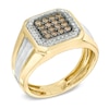 Thumbnail Image 1 of Men's 1/2 CT. T.W. Champagne and White Diamond Square Composite Ring in 10K Gold