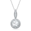 Thumbnail Image 1 of 6.5mm Lab-Created White Sapphire and Diamond Accent Frame Pendant in Sterling Silver