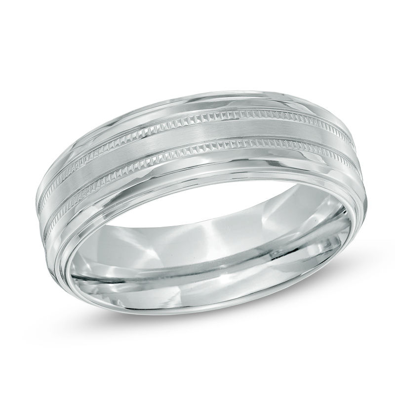 Main Image 1 of Triton 7.5mm Comfort Fit Step Edge Stainless Steel Wedding Band - Size 10