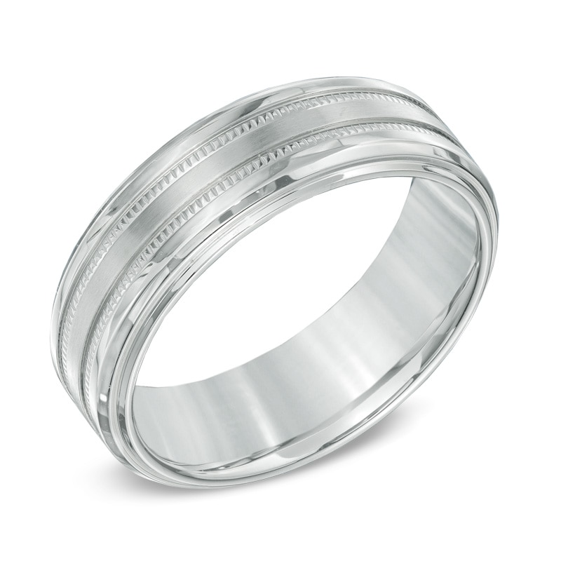 Main Image 2 of Triton 7.5mm Comfort Fit Step Edge Stainless Steel Wedding Band - Size 10