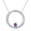 Thumbnail Image 1 of 4.0mm Amethyst and Diamond Accent Swirl Circle Pendant in Sterling Silver