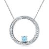 Thumbnail Image 1 of 4.0mm Blue Topaz and Diamond Accent Swirl Circle Pendant in Sterling Silver