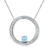 Thumbnail Image 0 of 4.0mm Blue Topaz and Diamond Accent Swirl Circle Pendant in Sterling Silver