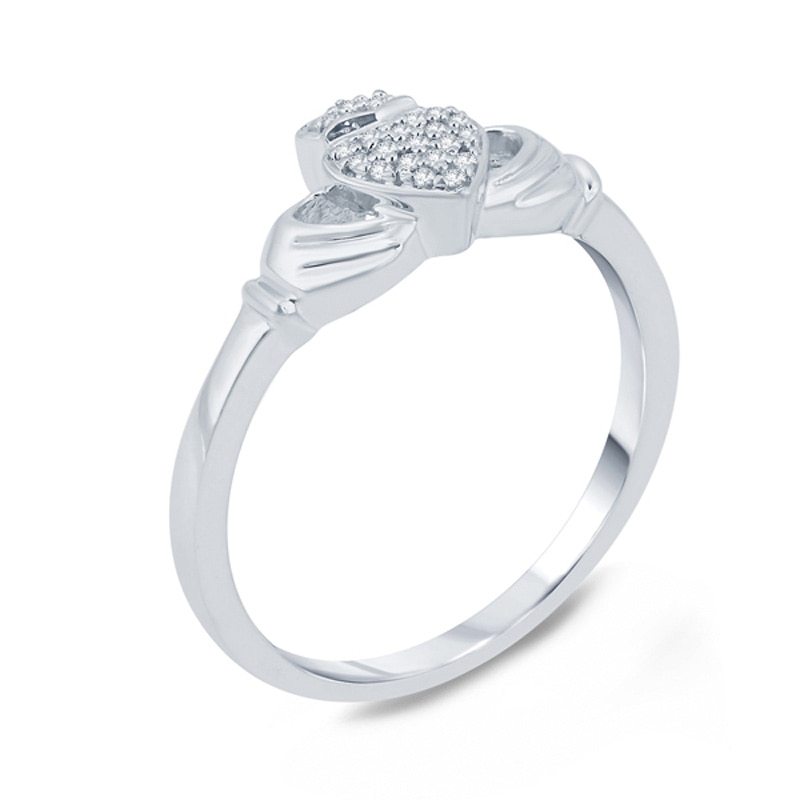 Main Image 2 of Diamond Accent Claddagh Promise Ring in 10K White Gold