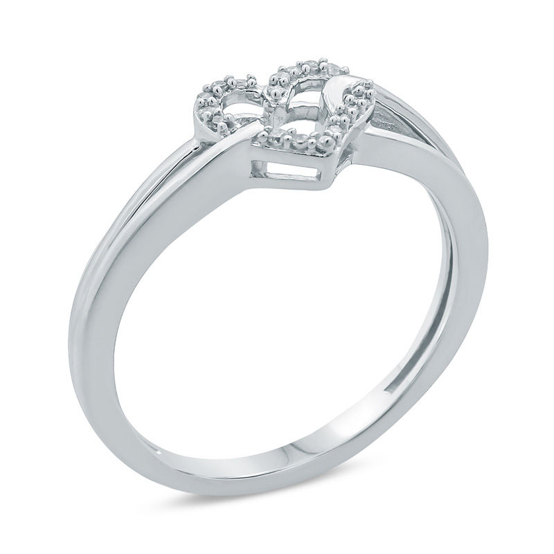 Diamond Accent Looped Heart Promise Ring in 10K White Gold | Zales