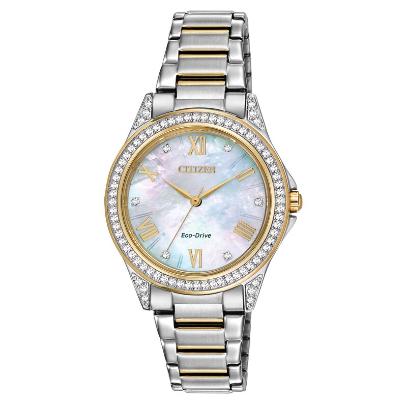 Main Image 1 of Ladies' Drive from Citizen Eco-Drive® Crystal Accent Watch with Mother-of-Pearl Dial (Model: EM0234-59D)