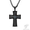 Thumbnail Image 0 of Men's Enhanced Blue Diamond Accent Cross Pendant in Stainless Steel with Black IP - 24"