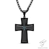 Thumbnail Image 1 of Men's Enhanced Blue Diamond Accent Cross Pendant in Stainless Steel with Black IP - 24"