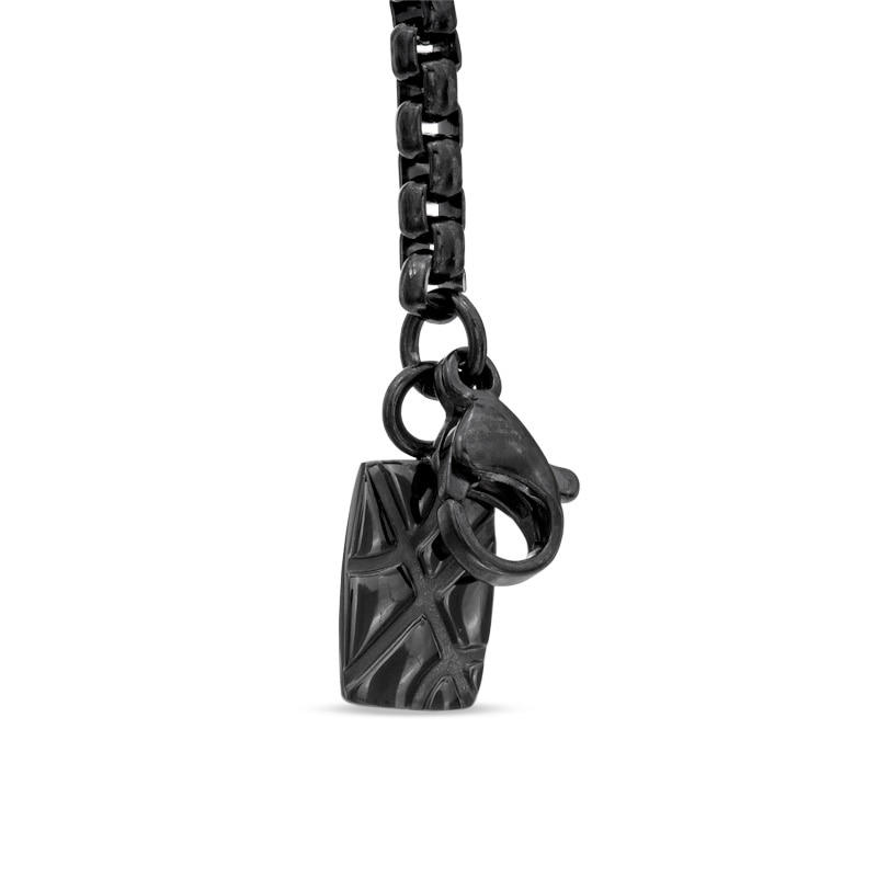 Main Image 3 of Men's Enhanced Blue Diamond Accent Cross Pendant in Stainless Steel with Black IP - 24"