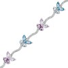 Thumbnail Image 0 of Multi-Gemstone and Lab-Created White Sapphire Butterfly Bracelet in Sterling Silver - 7.25"