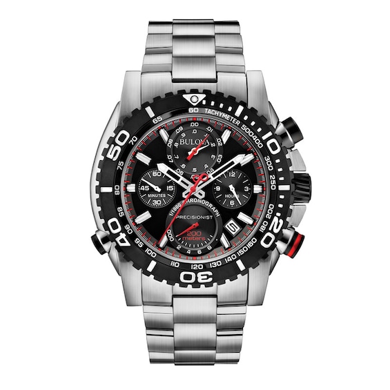 Men's Bulova Precisionist Chronograph Watch with Black Dial (Model: 98B212)