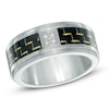 Thumbnail Image 1 of Diamond Accent Carbon Fiber Comfort Fit Stainless Steel Wedding Ring - Size 10