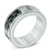 Thumbnail Image 2 of Diamond Accent Carbon Fiber Comfort Fit Stainless Steel Wedding Ring - Size 10