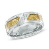 Thumbnail Image 1 of Men's 1/10 CT. T.W. Diamond Comfort Fit Two-Tone Stainless Steel Wedding Ring - Size 10