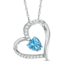 Thumbnail Image 0 of 6.0mm Heart-Shaped Swiss Blue Topaz and Lab-Created White Sapphire Heart Pendant in Sterling Silver