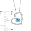 Thumbnail Image 1 of 6.0mm Heart-Shaped Swiss Blue Topaz and Lab-Created White Sapphire Heart Pendant in Sterling Silver