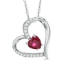 Thumbnail Image 1 of 6.0mm Heart-Shaped Lab-Created Ruby and White Sapphire Heart Pendant in Sterling Silver