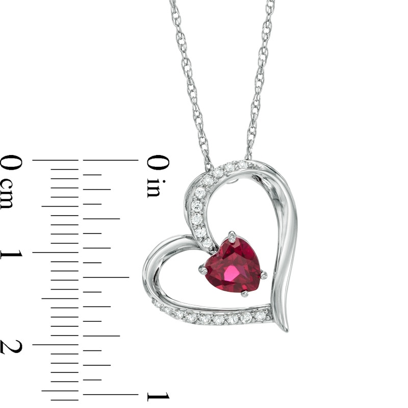 Main Image 2 of 6.0mm Heart-Shaped Lab-Created Ruby and White Sapphire Heart Pendant in Sterling Silver
