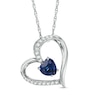 Thumbnail Image 0 of 6.0mm Heart-Shaped Lab-Created Blue and White Sapphire Heart Pendant in Sterling Silver