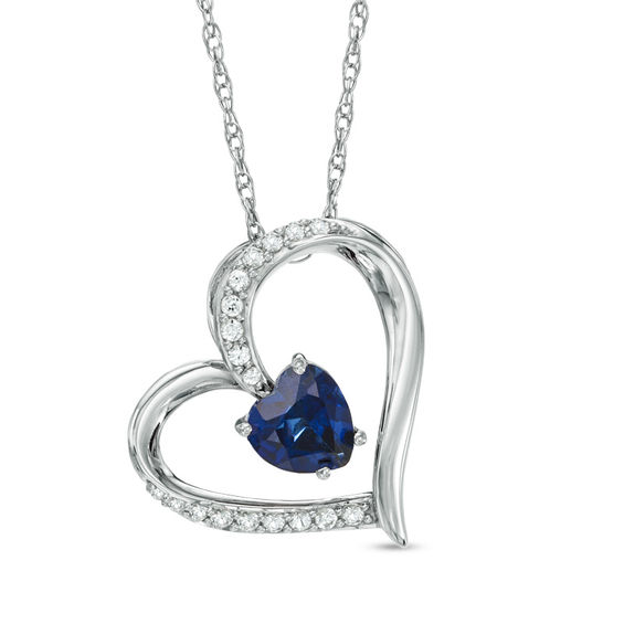 6.0mm Heart-Shaped Lab-Created Blue and White Sapphire Heart
