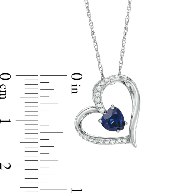 6.0mm Heart-Shaped Lab-Created Blue and White Sapphire Heart Pendant in Sterling Silver