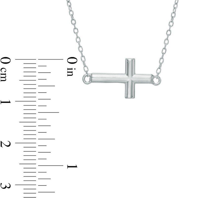 Main Image 2 of Sideways Cross Necklace in Sterling Silver