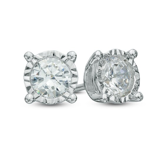 1 CT. T.w. Diamond Solitaire Stud Earrings in 10K White Gold