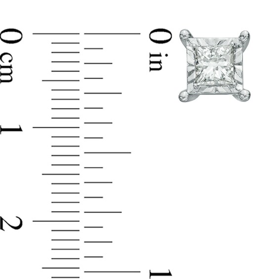 1 CT. T.w. Princess-Cut Diamond Solitaire Stud Earrings in 10K White Gold