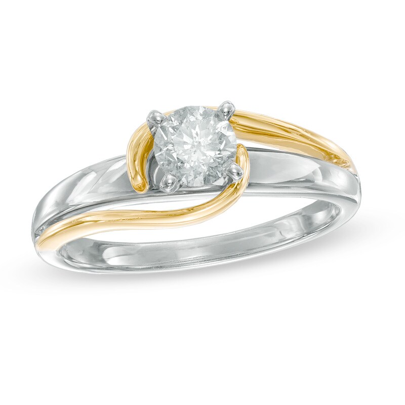 Main Image 1 of 1/2 CT. Diamond Solitaire Engagement Ring in 14K Two-Tone Gold