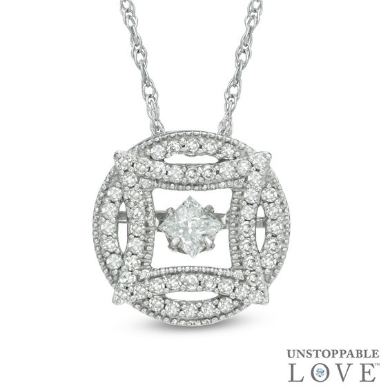 1/4 CT. T.w. Princess-Cut Diamond Pendant in 10K White Gold