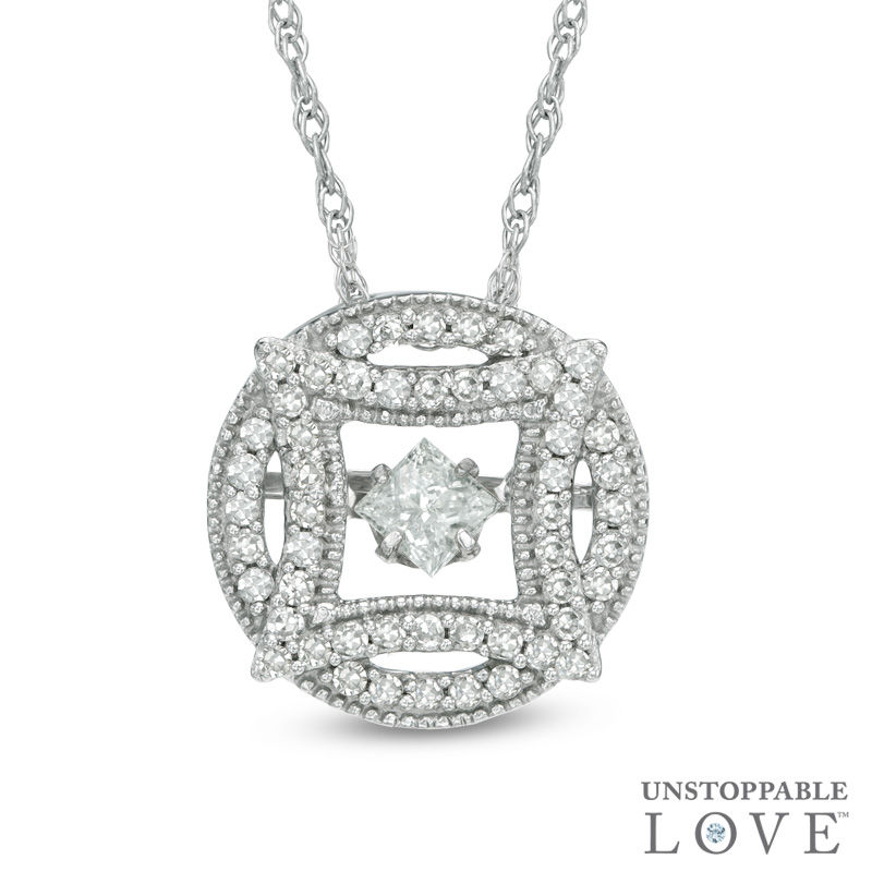 Main Image 1 of 1/4 CT. T.W. Princess-Cut Diamond Pendant in 10K White Gold