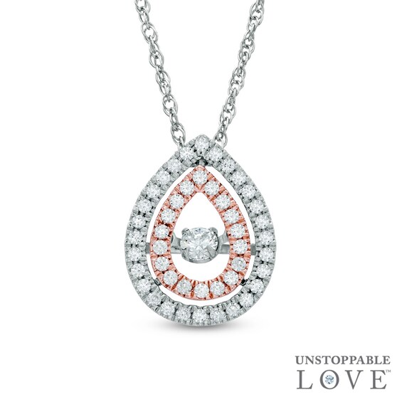 Unstoppable Love™ 3/8 CT. T.W. Diamond Teardrop Pendant in 10K Two-Tone Gold Unstoppable Love™ 3/8 CT. T.W. Diamond Teardrop Pendant in 10K Two-Tone Gold