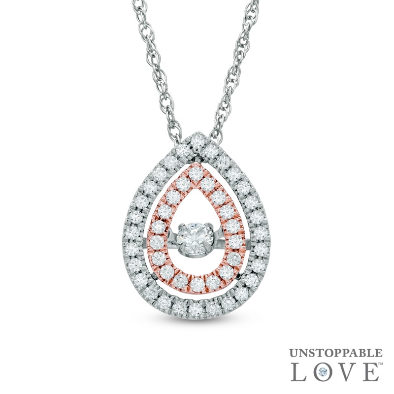 Main Image 1 of 3/8 CT. T.W. Diamond Teardrop Pendant in 10K Two-Tone Gold