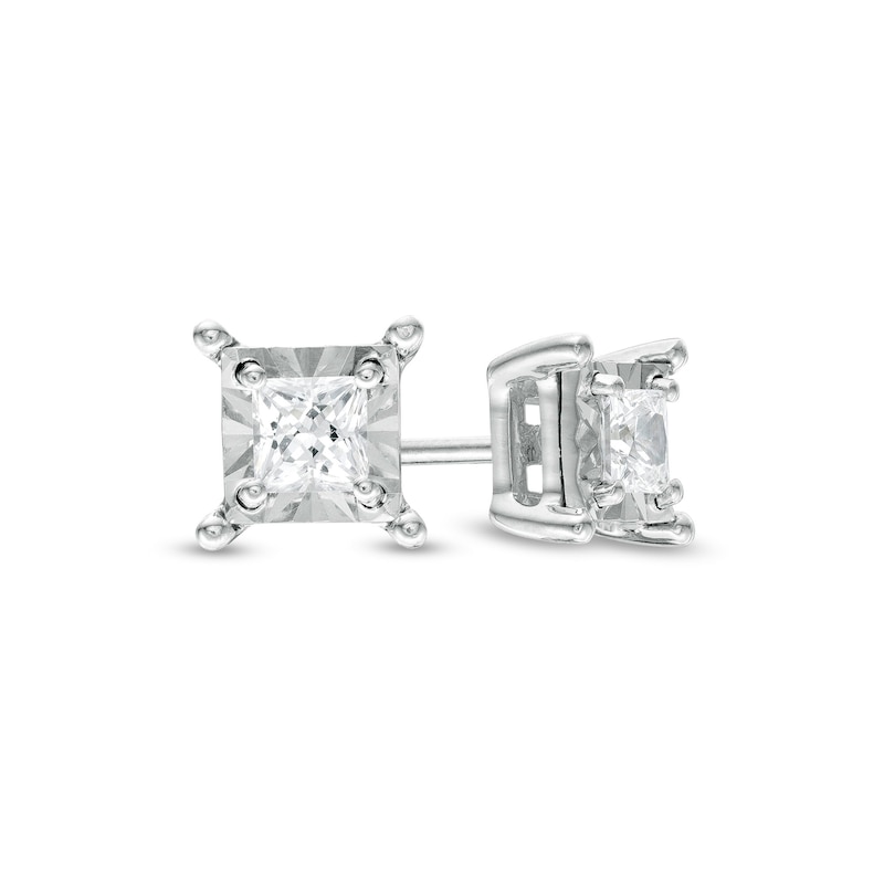 1/2 CT. T.W. Princess-Cut Diamond Solitaire Stud Earrings in 10K White Gold (J/I3)