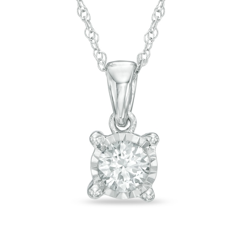 1/4 CT. Diamond Solitaire Pendant in 10K White Gold