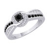 Thumbnail Image 1 of 5/8 CT. T.W. Enhanced Black and White Diamond Double Row Ring in 10K White Gold