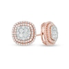 Thumbnail Image 0 of 1 CT. T.W. Diamond Cluster Frame Stud Earrings in 10K Rose Gold