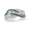 Thumbnail Image 0 of 1/5 CT. T.W. Enhanced Green, Blue and White Diamond Woven Ring in Sterling Silver