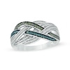 Thumbnail Image 1 of 1/5 CT. T.W. Enhanced Green, Blue and White Diamond Woven Ring in Sterling Silver