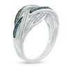 Thumbnail Image 1 of 1/5 CT. T.W. Enhanced Green, Blue and White Diamond Woven Ring in Sterling Silver