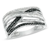 Thumbnail Image 1 of 1/2 CT. T.W. Enhanced Black and White Diamond Layered Stack Ring in Sterling Silver