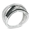 Thumbnail Image 2 of 1/2 CT. T.W. Enhanced Black and White Diamond Layered Stack Ring in Sterling Silver
