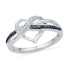 Thumbnail Image 0 of Enhanced Black and White Diamond Accent Swirled Heart Ring in Sterling Silver