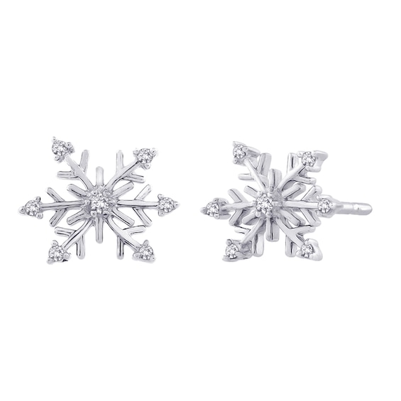 1/10 CT. T.w. Diamond Snowflake Stud Earrings in Sterling Silver