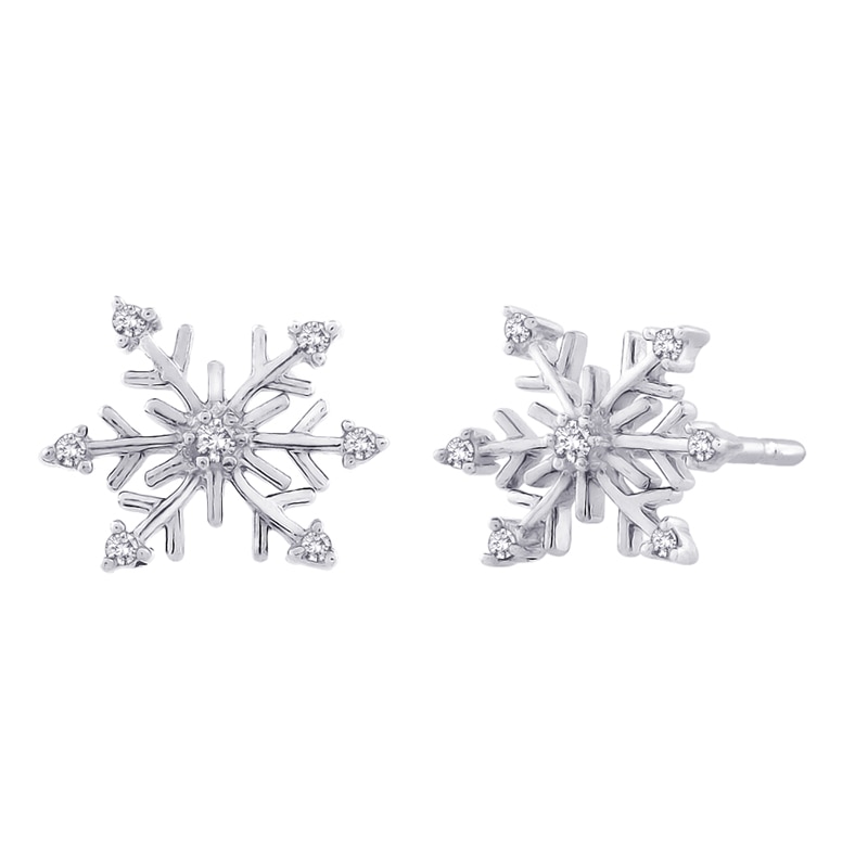 1/10 CT. T.W. Diamond Snowflake Stud Earrings in Sterling Silver