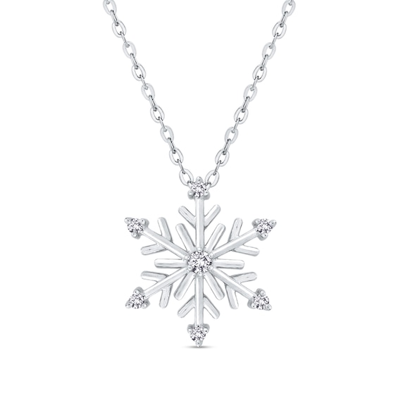 1/10 CT. T.w. Diamond Snowflake Pendant in Sterling Silver