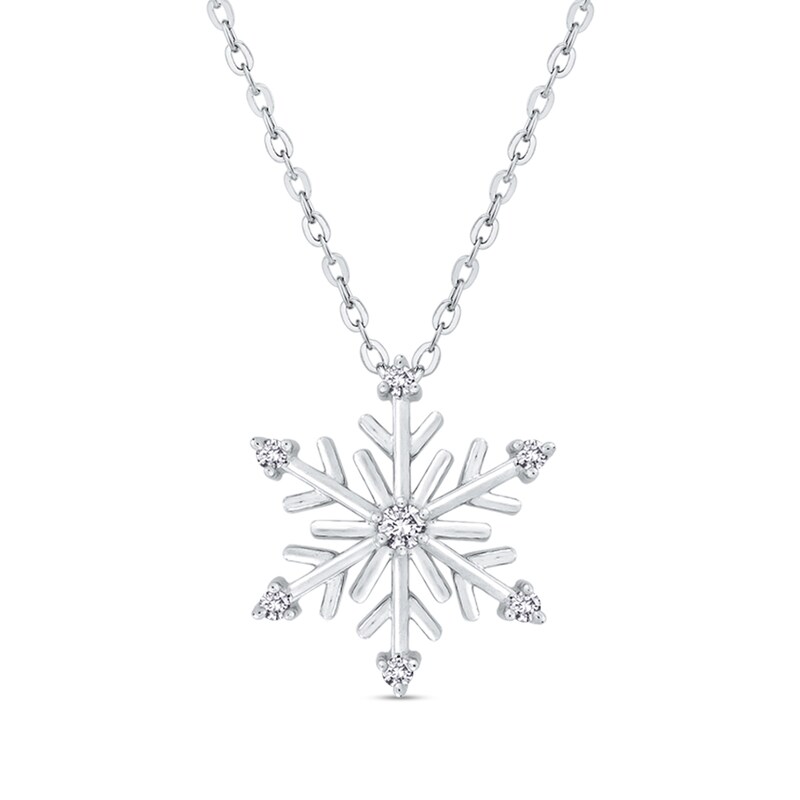 1/10 CT. T.W. Diamond Snowflake Pendant in Sterling Silver