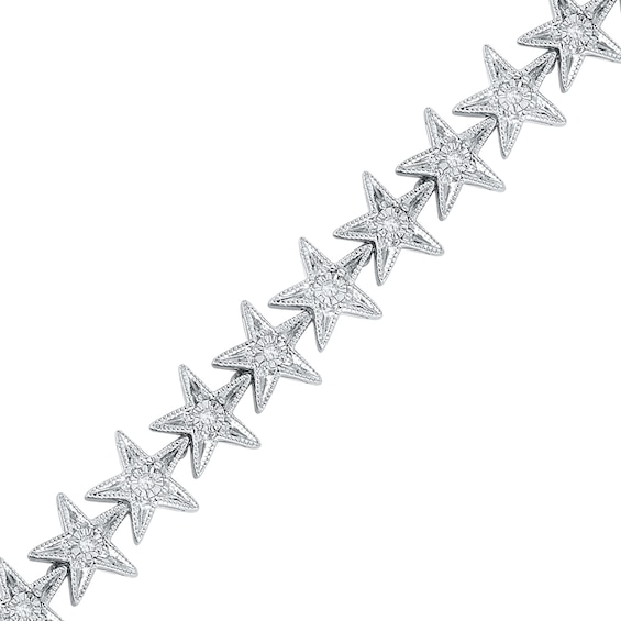 1/5 CT. T.w. Diamond Star Link Bracelet in Sterling Silver - 7.25"