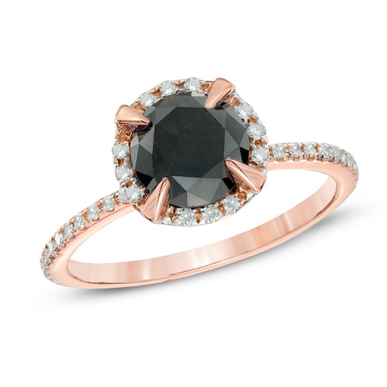 2 CT. T.w. Enhanced Black and White Diamond Frame Engagement Ring in 10K Rose Gold